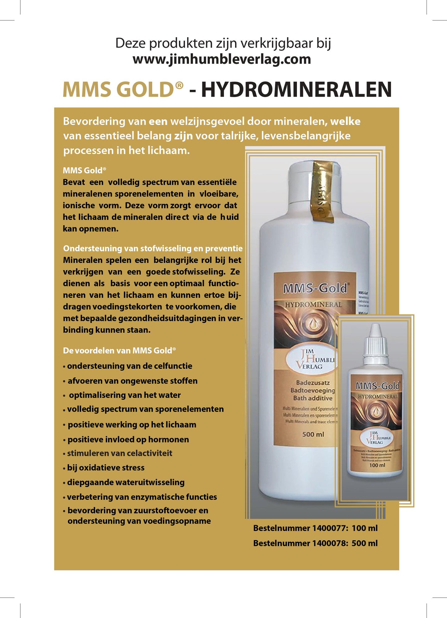 MMS-Gold® Hydromineralen 100ml Badtoevoeging