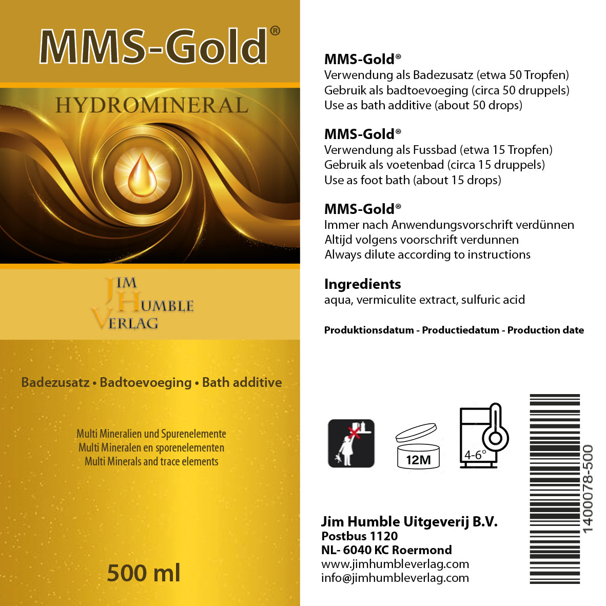 MMS-Gold® Hydromineralen - 500 ml Badtoevoeging