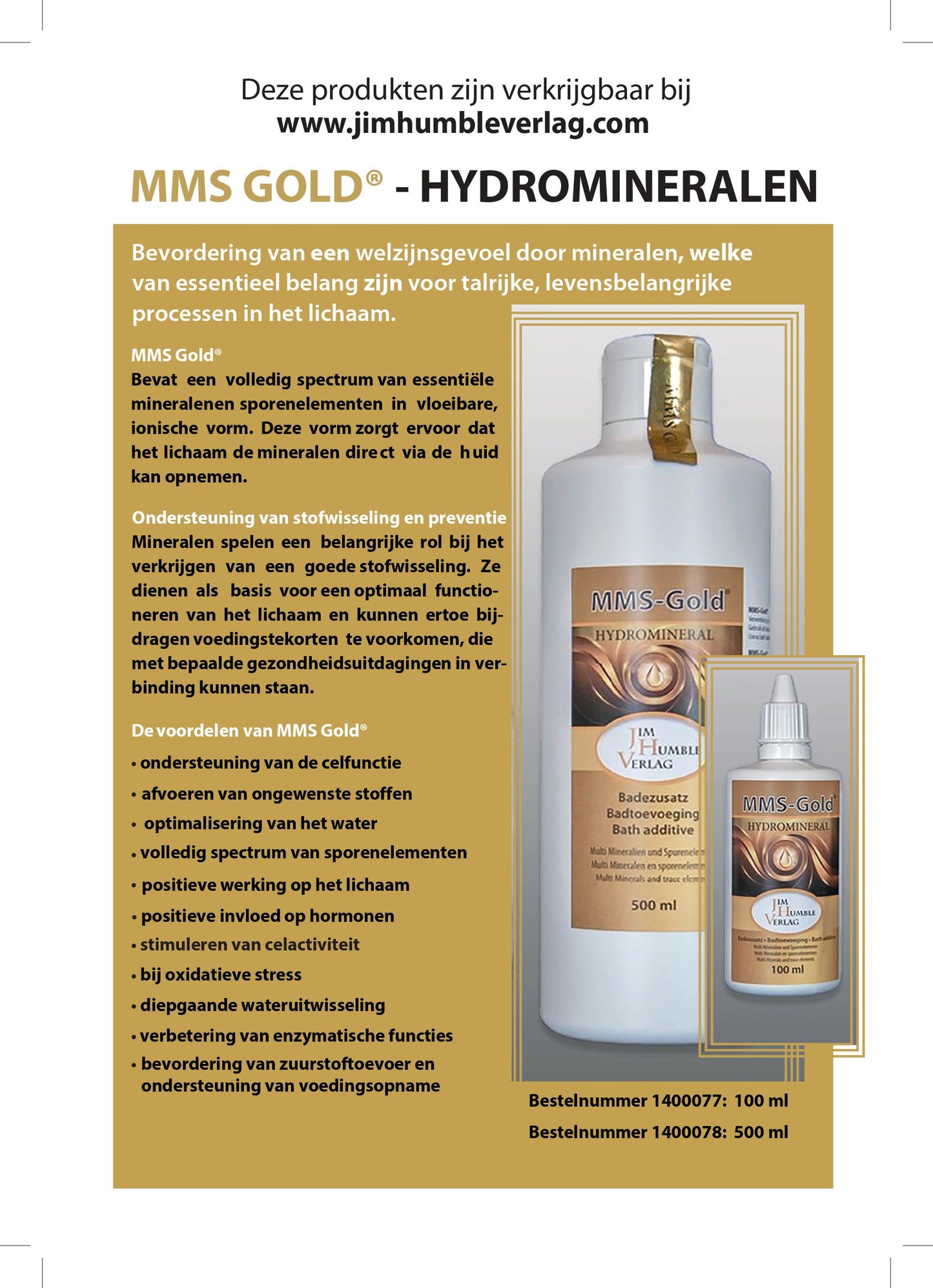 MMS-Gold® Hydromineralen - 500 ml Badtoevoeging 